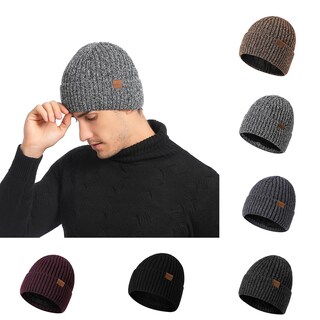 Foto 3 | Gorro De Punto Huoguo Gorro De Lana De Doble Capa De Terciopelo Cálido - Venta Internacional.