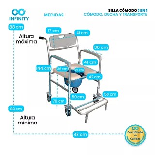 Foto 4 | Silla Cómodo Con Ruedas Rider 3 En 1 Cómodo/ Silla/ Transporte