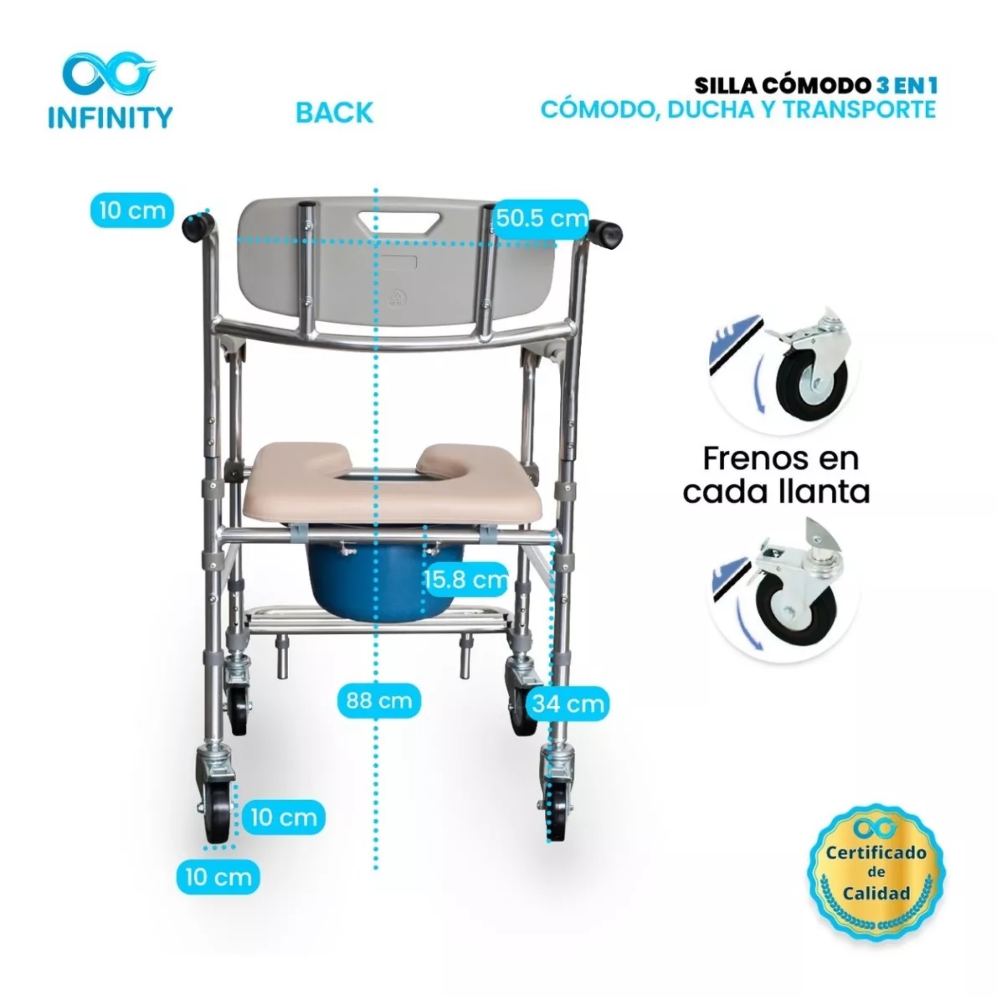 Foto 6 pulgar | Silla Cómodo Con Ruedas Rider 3 En 1 Cómodo/ Silla/ Transporte