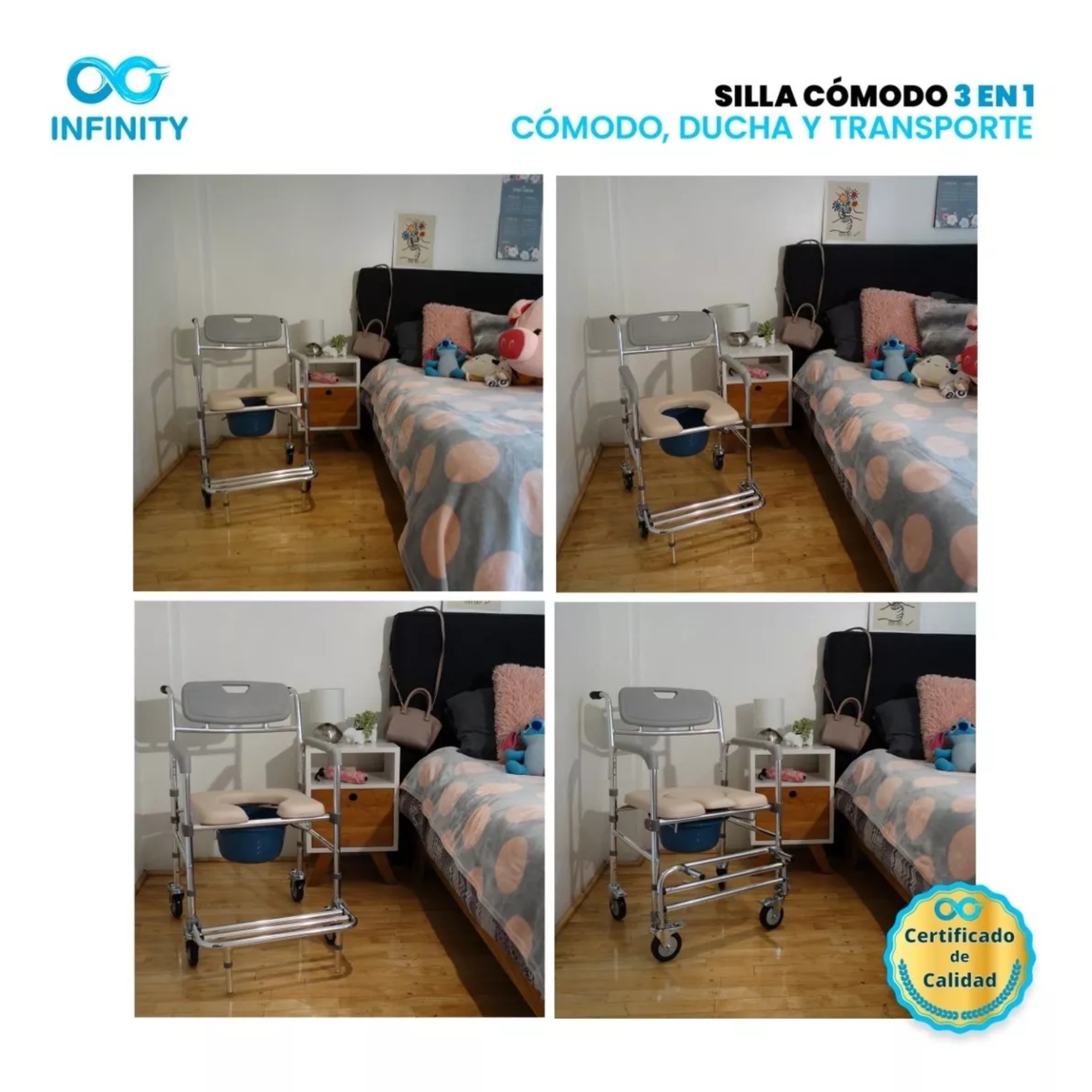 Foto 8 | Silla Cómodo Con Ruedas Rider 3 En 1 Cómodo/ Silla/ Transporte