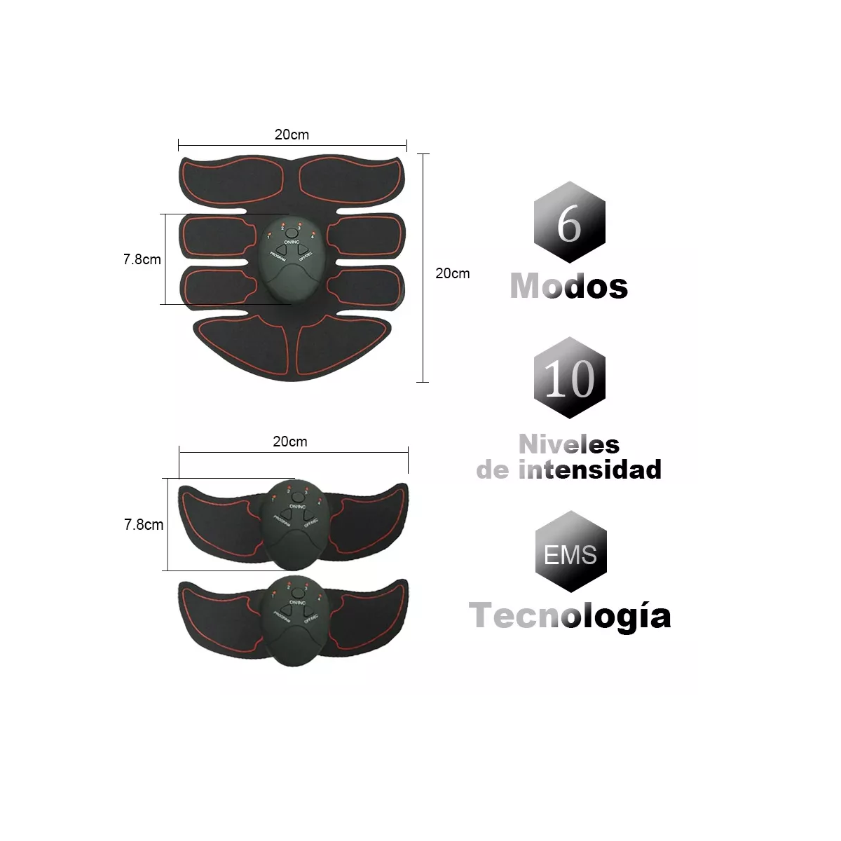 Foto 3 | Estimulador Muscular Abdomen Recargable Brazos Grasa Eo Safe Imports Esi-16501 Negro