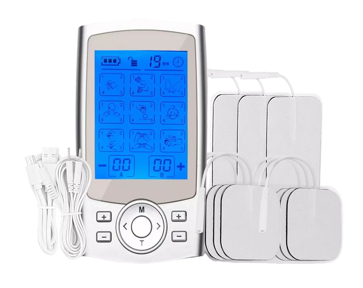 Electroestimulador Tens/Ems de Pulso Recargable 36 Modos color Plata $1,509