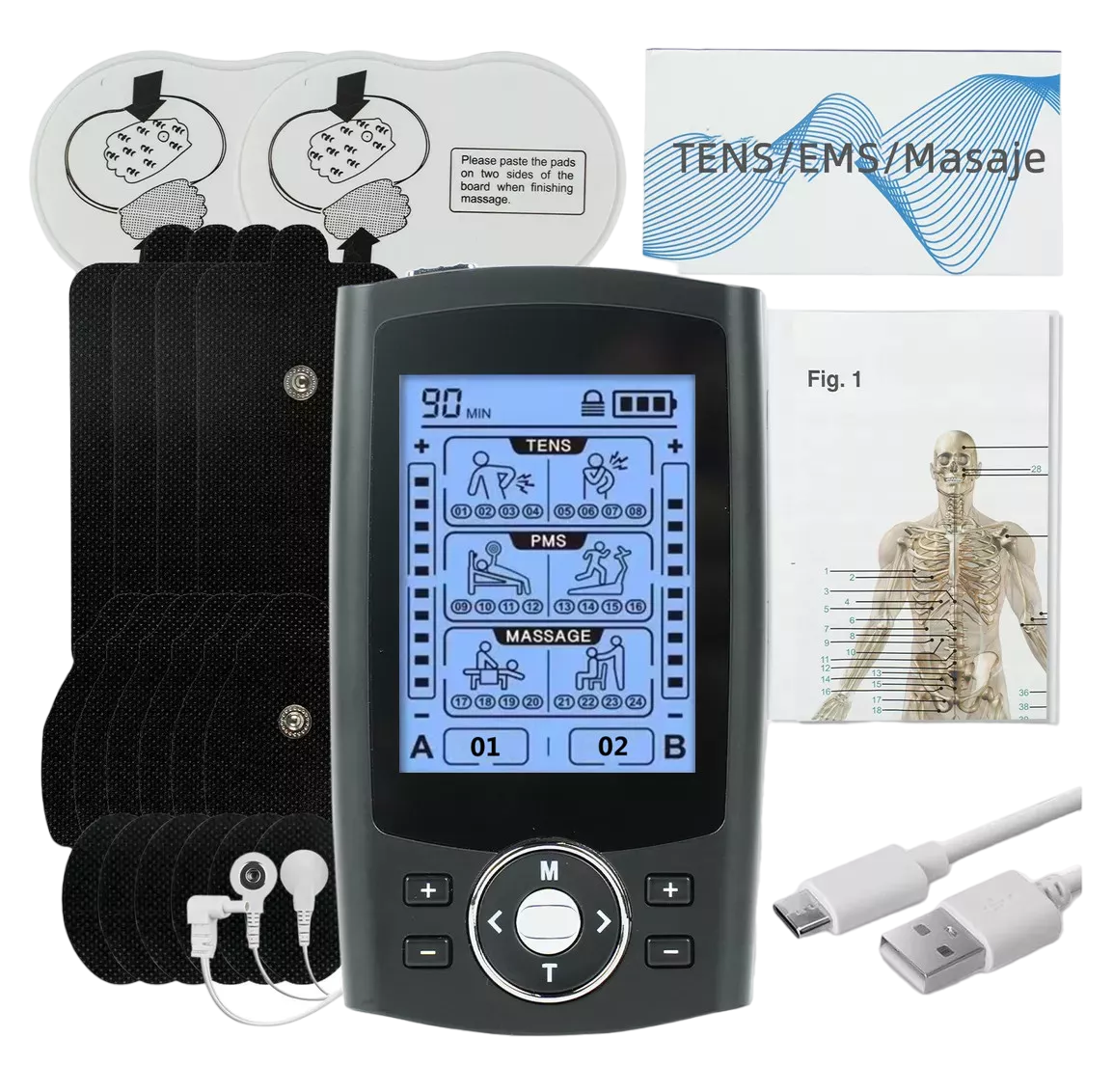 Foto 1 | Tens/ems Electroestimulador Muscular Massage 60 Modos 10 Pads