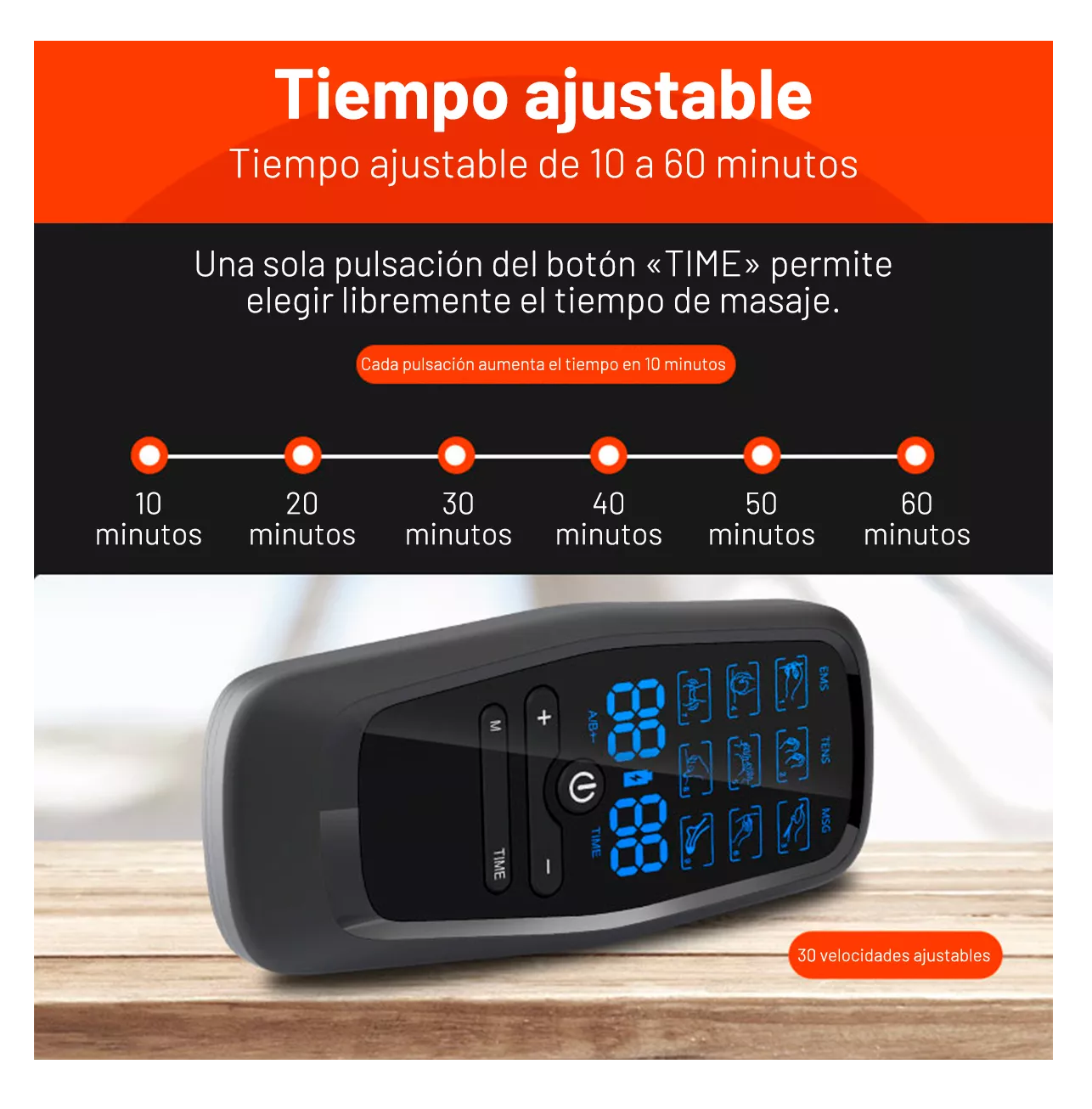 Foto 2 | Electroestimulador Muscular Pulso Recargable 9 Modos Negro