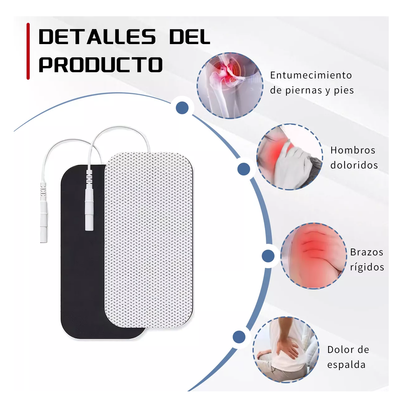 Foto 4 pulgar | Electrodos Parches 5 X 10 Cm Tens Ems Autoadhesivos Blanco 50 Piezas