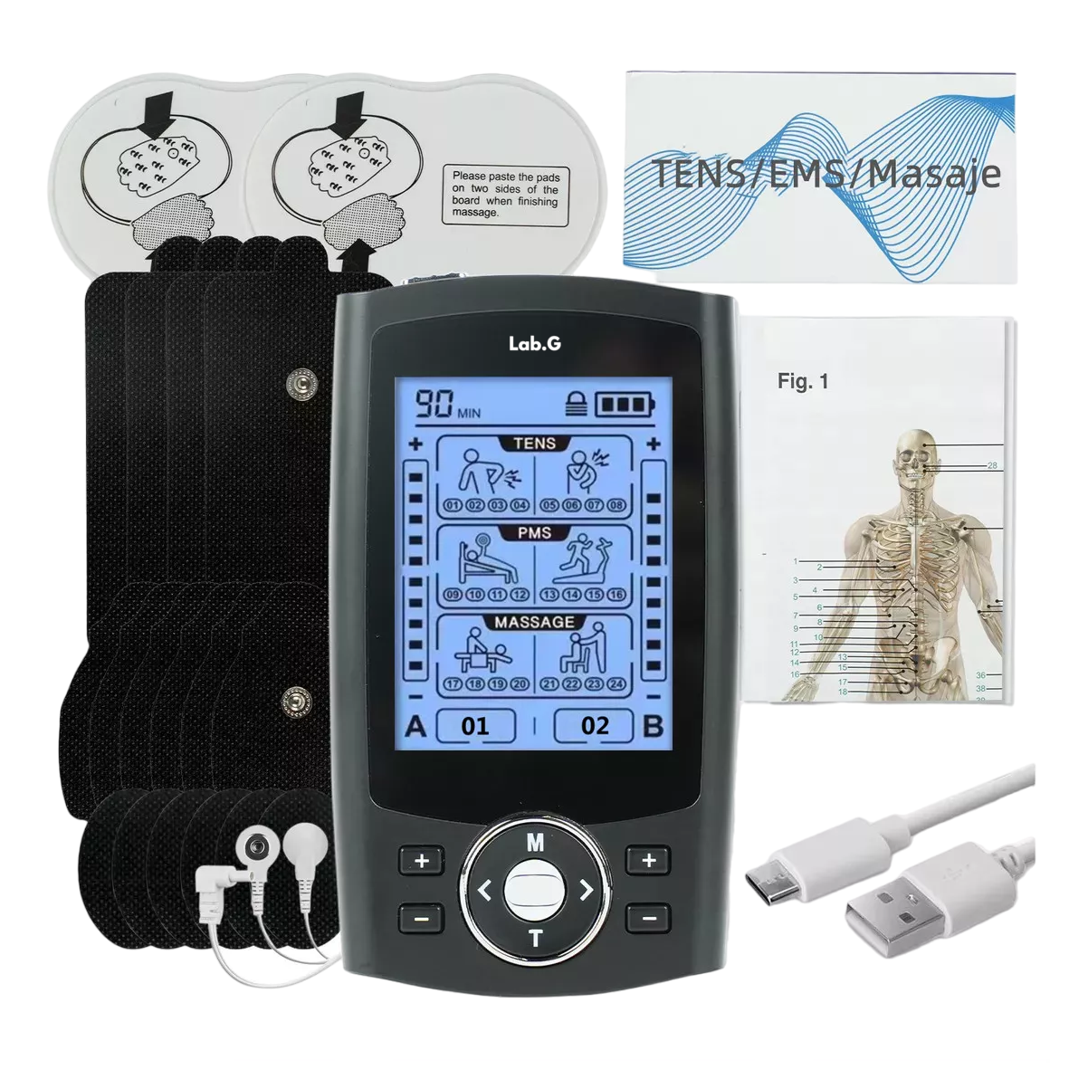 Foto 2 pulgar | Tens/ems Electroestimulador Muscular Massage 60 Modos 10 Pads
