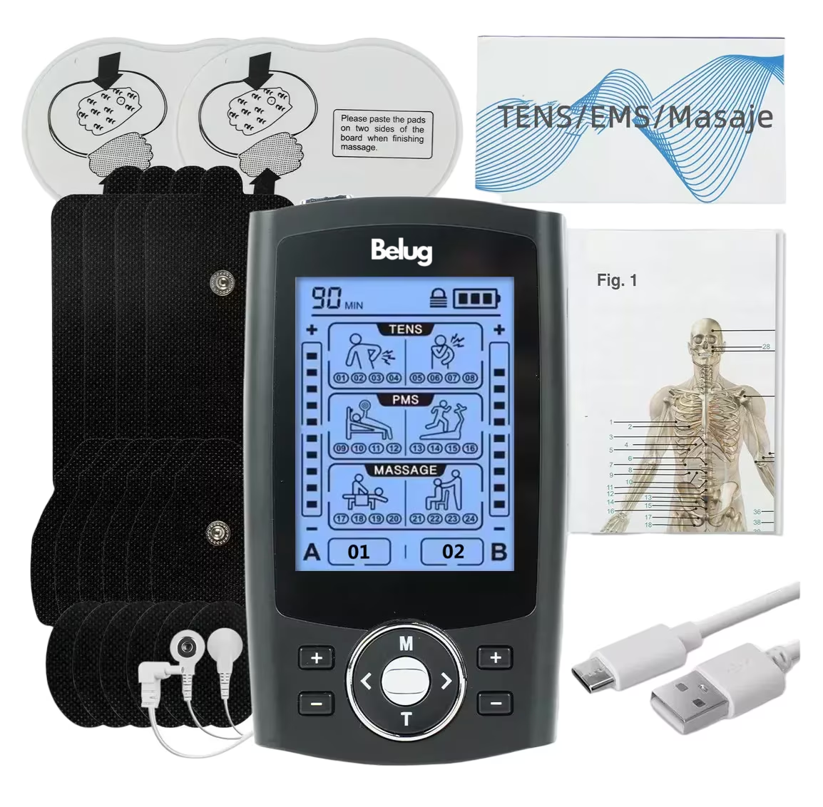 Foto 1 | Tens/ems Electro Estimulador Muscular Massage 60 Modos Belug 10 Pads