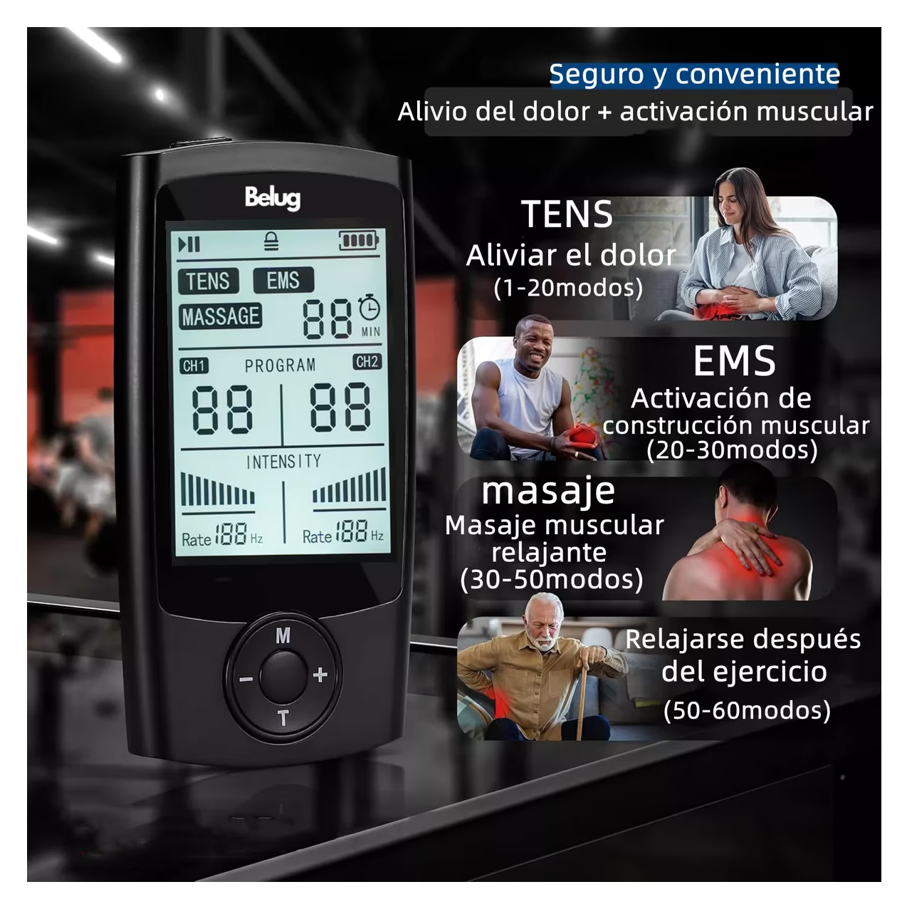 Foto 4 pulgar | Tens/ems Electro Estimulador Muscular Massage 60 Modos Belug 10 Pads