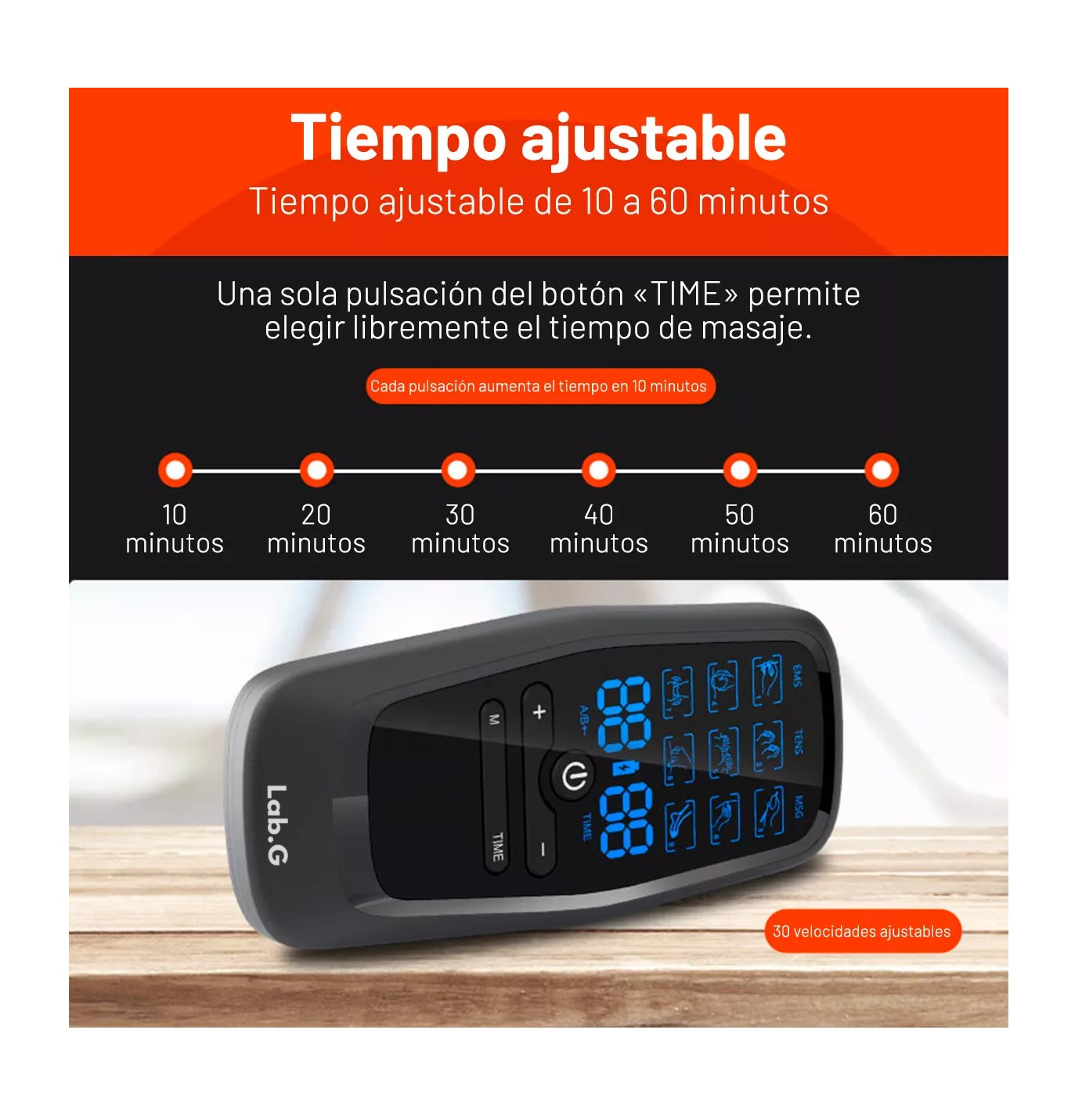 Foto 2 | Electroestimulador Muscular Pulso Recargable 9 Modos Negro