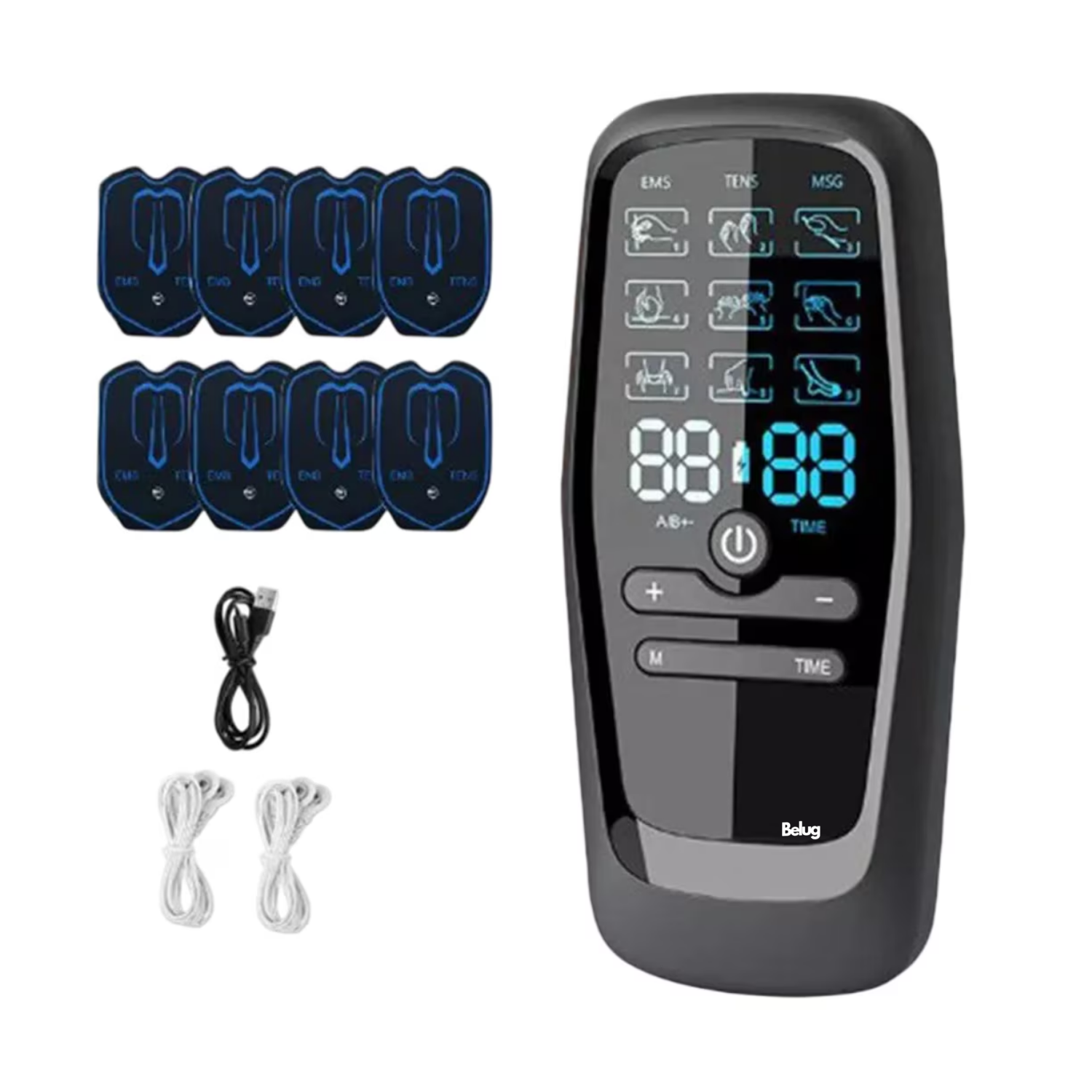 Foto 2 pulgar | Electroestimulador Muscular Belug Pulso Recargable 9 Modos Negro