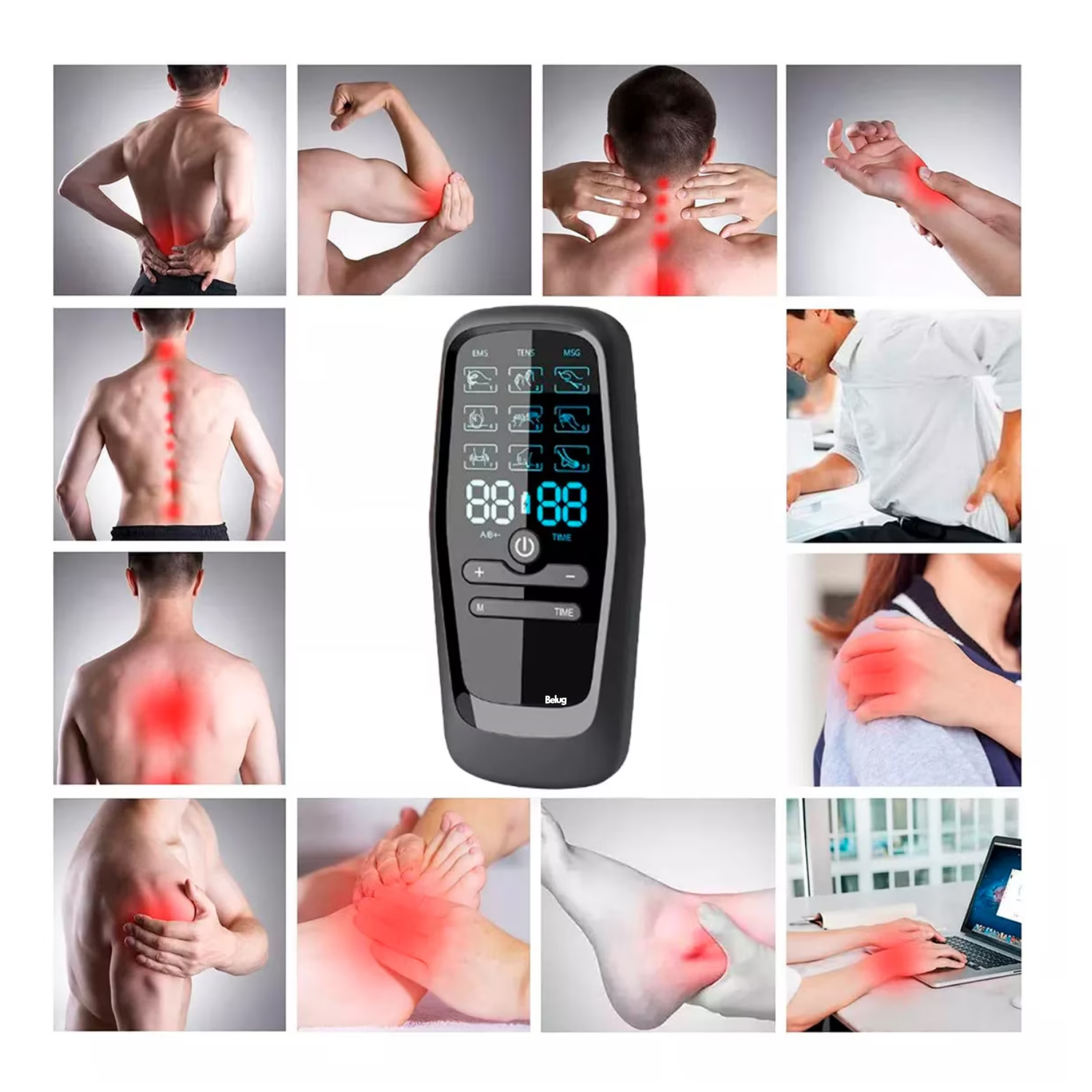 Foto 5 pulgar | Electroestimulador Muscular Belug Pulso Recargable 9 Modos Negro