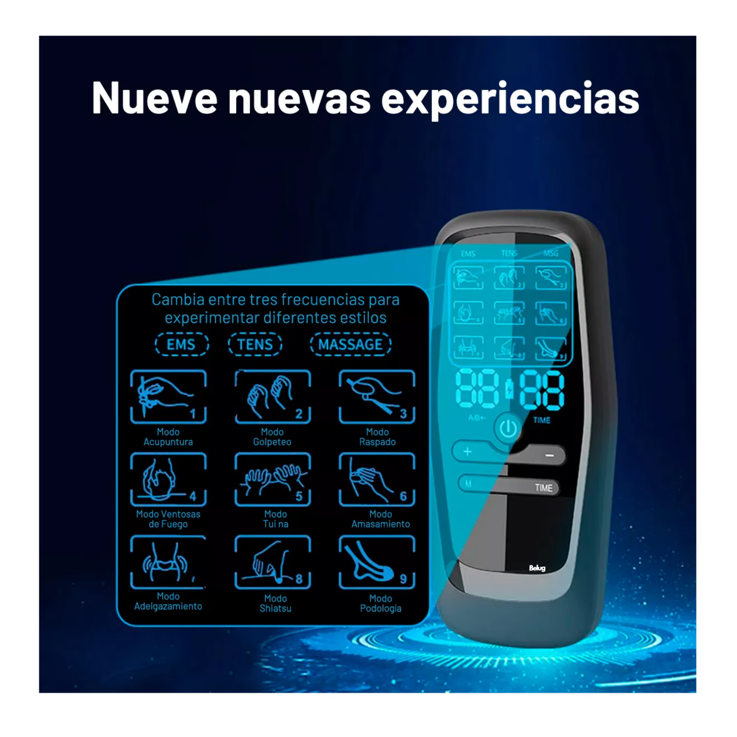 Foto 6 pulgar | Electroestimulador Muscular Belug Pulso Recargable 9 Modos Negro
