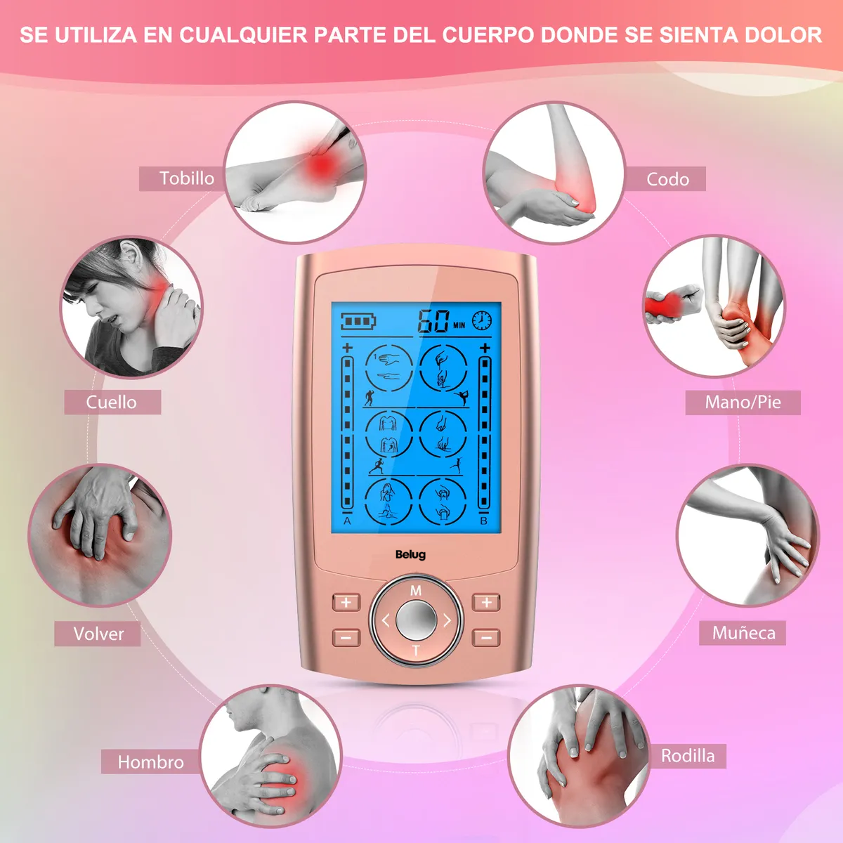 Foto 3 pulgar | Electroestimulador Belug Muscular Recargable 24 Modos Rosa