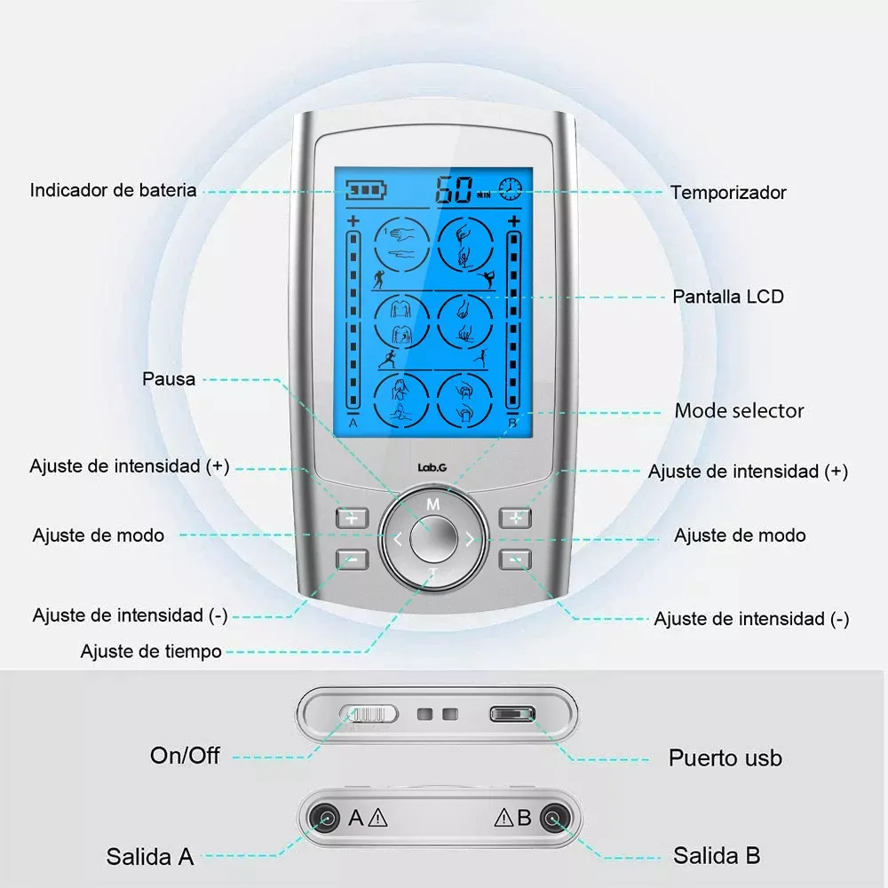 Foto 3 pulgar | Electroestimulador Lab.g Muscular Recargable 24 Modos Gris