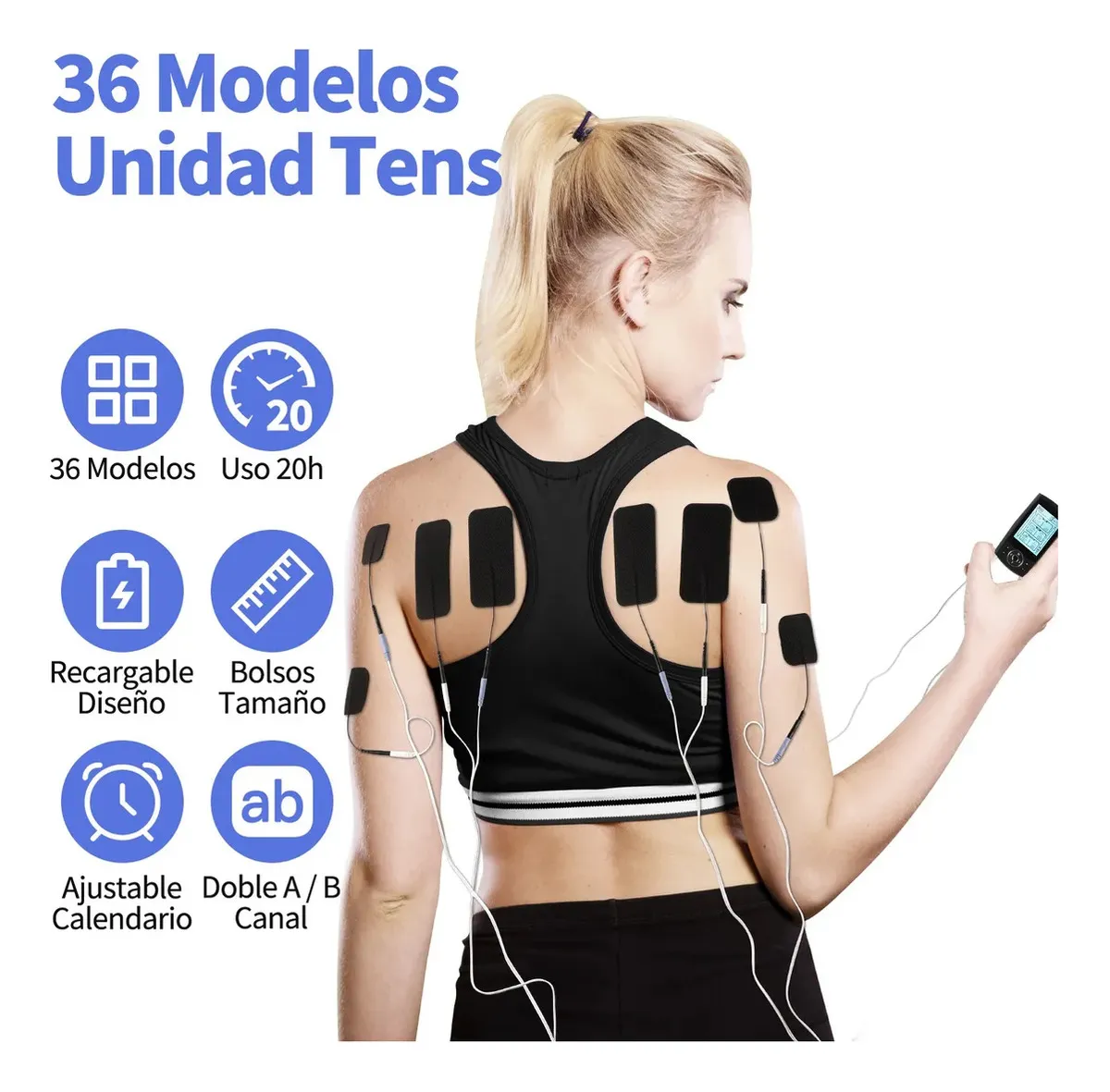 Foto 2 | Electroestimulador Lab.g Muscular Digital Portátil Recargable 2 Canales 36 Modos 8 Almohadillas Negro