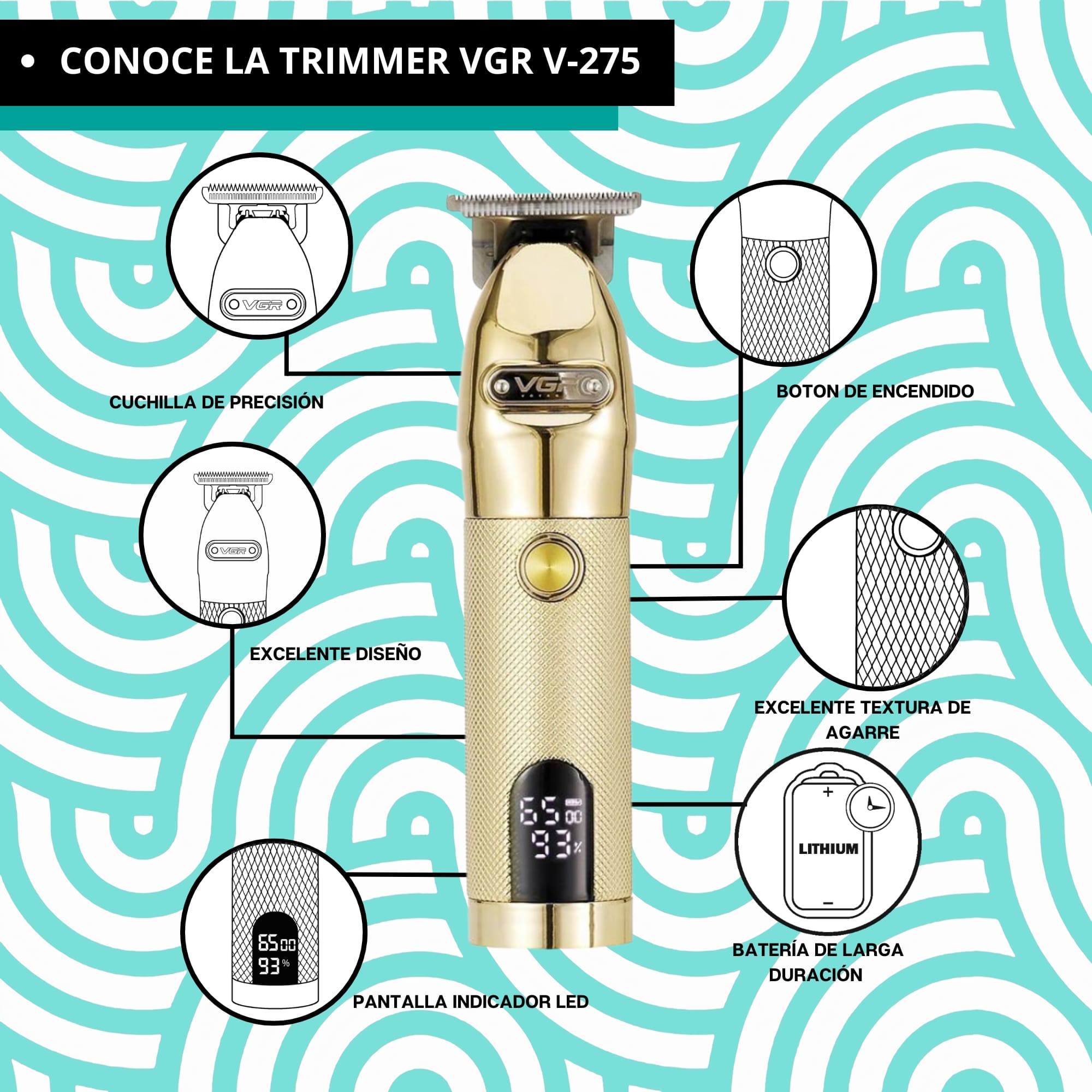 Foto 8 pulgar | Cuchilla Navaja Afeitar Vgr V-275 Repuesto Trimmer Barbero
