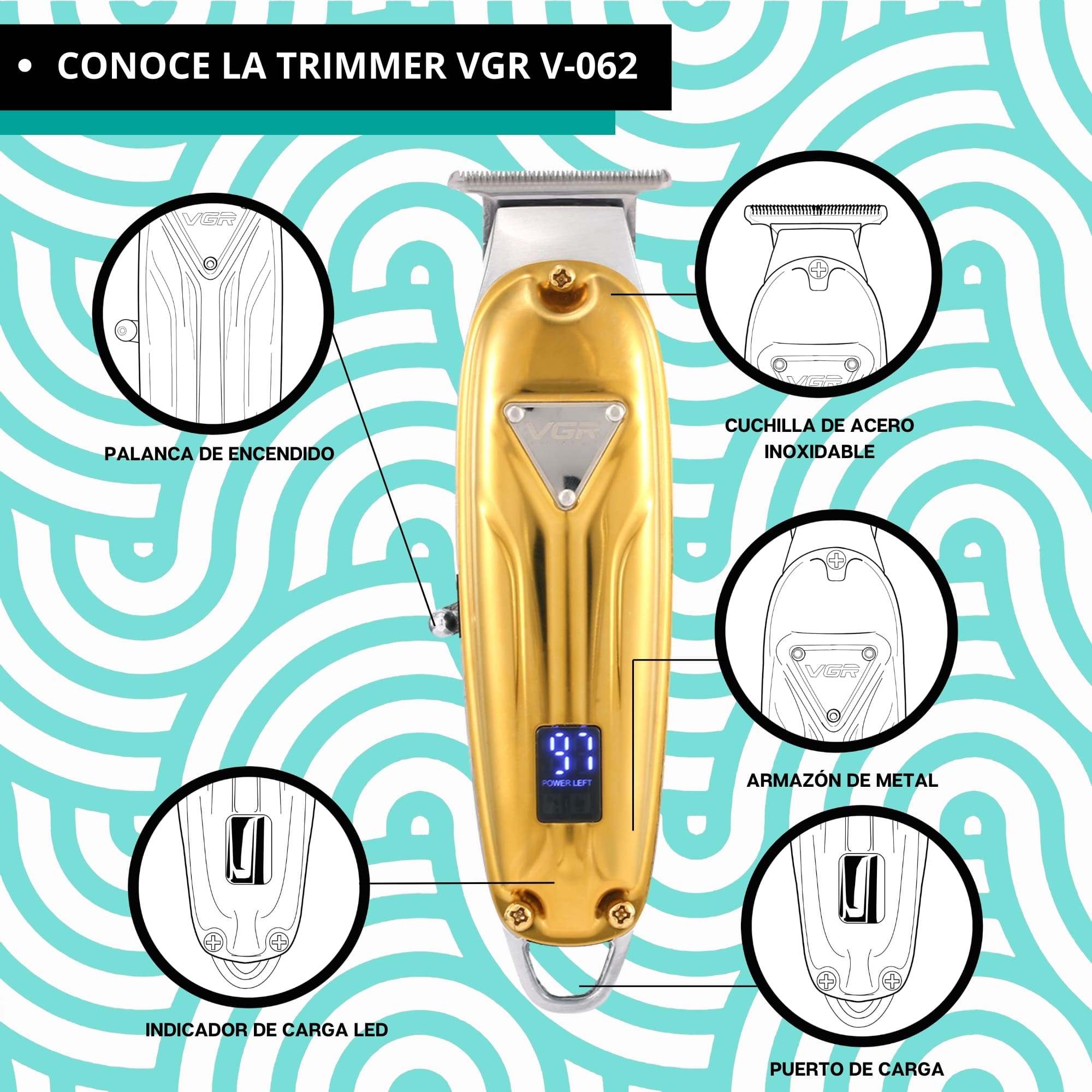 Foto 6 pulgar | Cuchilla Navaja Afeitar Vgr V-062 Repuesto Trimmer Barbero