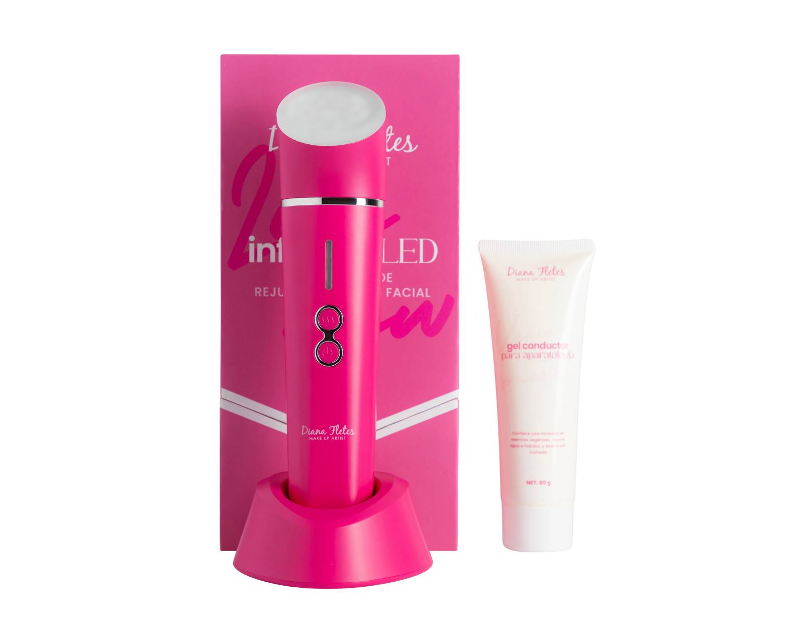 Foto 2 pulgar | Kit Terapia Led Facial Kit-cp04 Diana Fletes Dispositivo Facial Infrared Y Gel Conductor