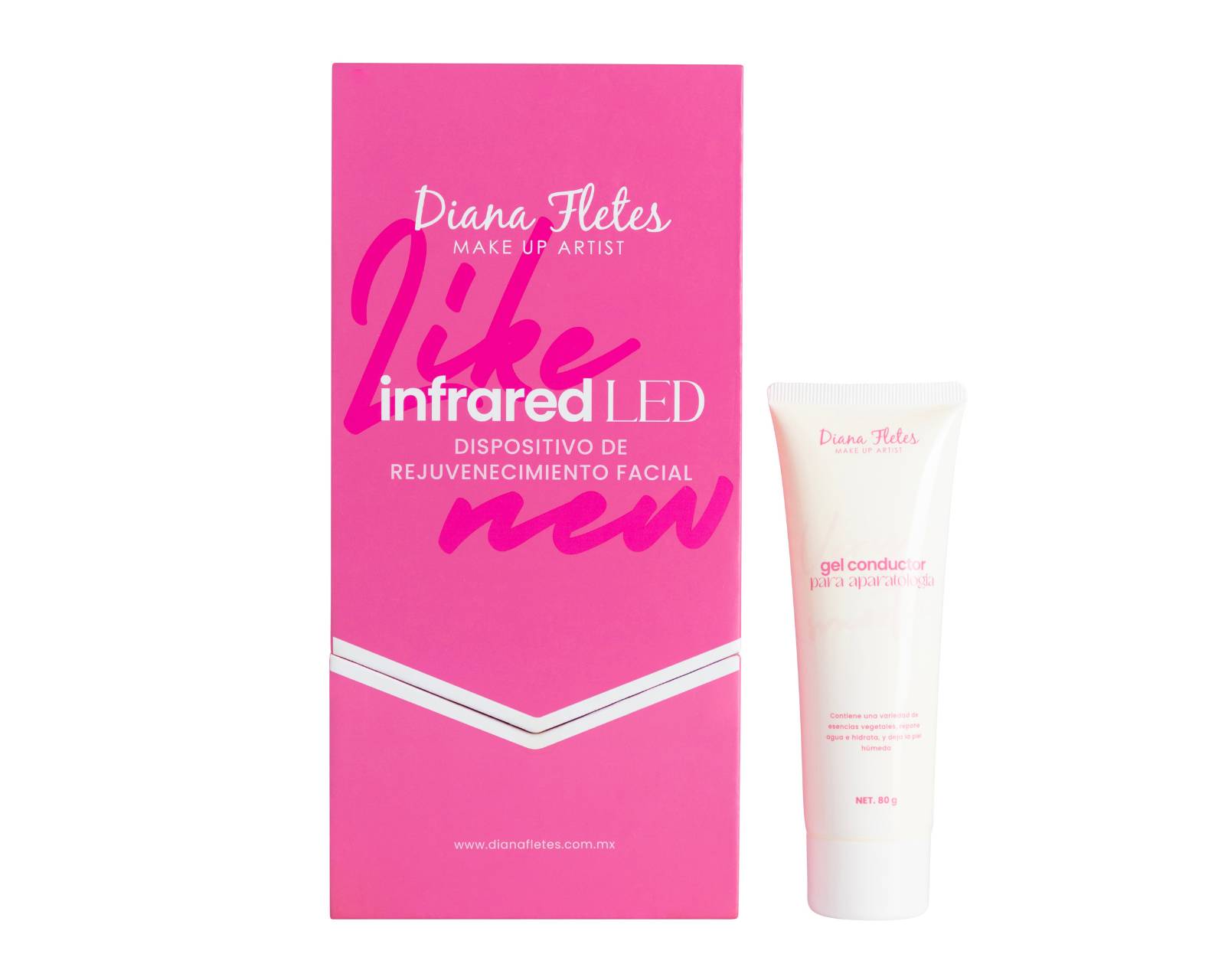 Foto 4 pulgar | Kit Terapia Led Facial Kit-cp04 Diana Fletes Dispositivo Facial Infrared Y Gel Conductor