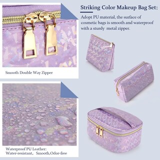 Foto 2 | Cosmetiquera Bolsa Neceser para Maquillaje Malubero color Púrpura con 3 Piezas
