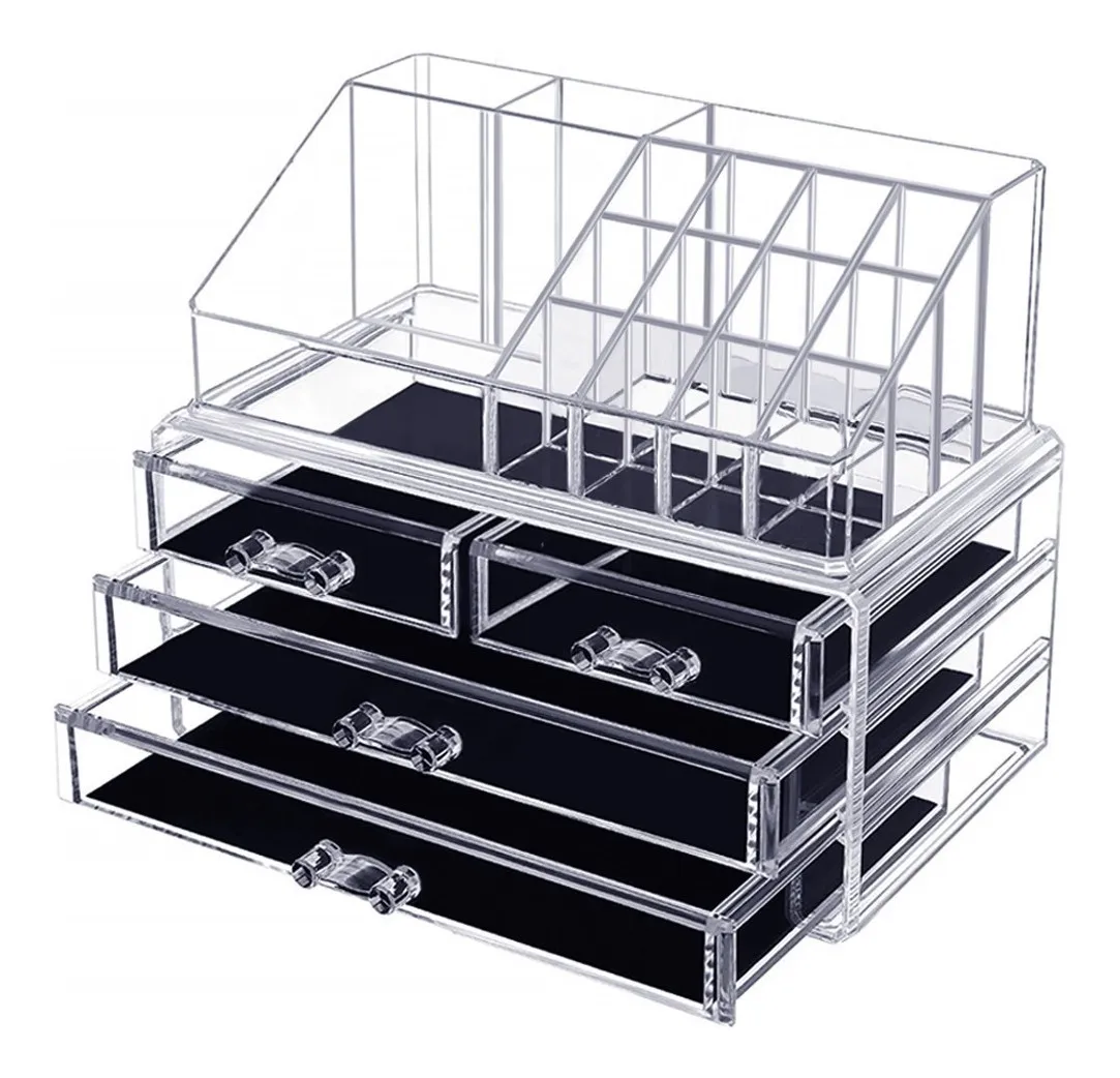 Organizador de Maquillaje y Caja de Almacenar con Cajones Malubero Transparente