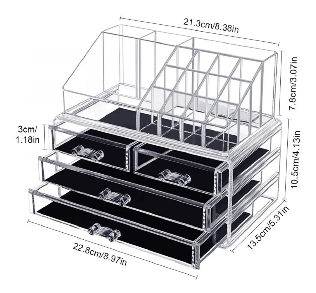 Foto 4 pulgar | Organizador de Maquillaje y Caja de Almacenar con Cajones Malubero Transparente