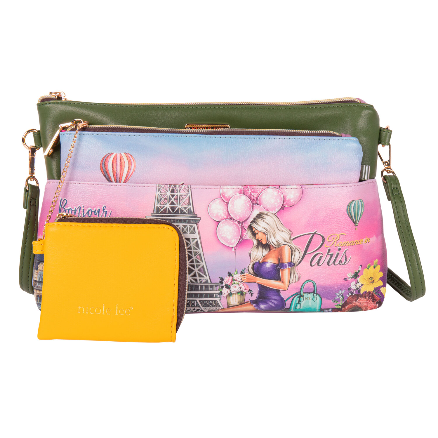 Set Marca Nicole Lee Cosmetiquera/clutch/monedero Romance