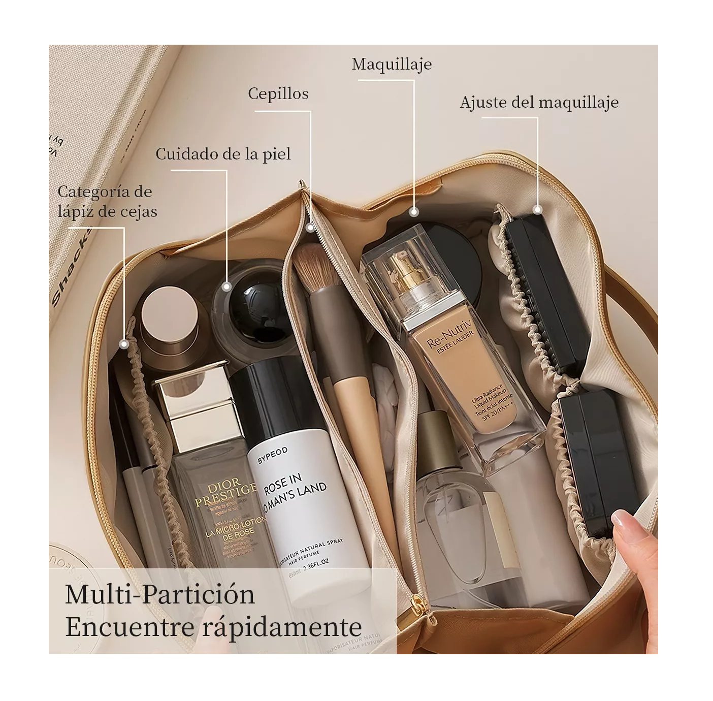 Foto 3 pulgar | Neceser de Viaje BELUG Cosmetiquera Impermeable Portátil Marrón