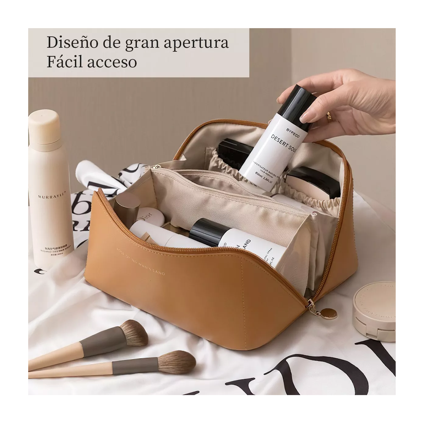 Foto 4 pulgar | Neceser de Viaje BELUG Cosmetiquera Impermeable Portátil Marrón