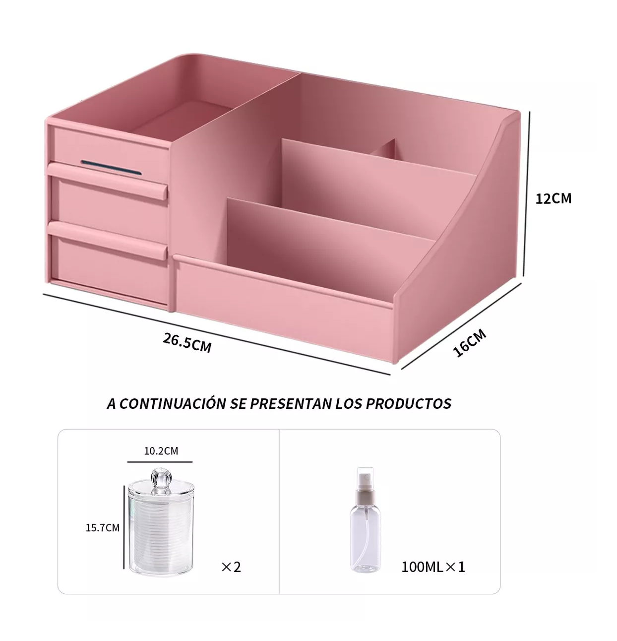 Foto 3 pulgar | Caja Organizadora Maquillaje BELUG con Gavetas Multifuncional Rosa