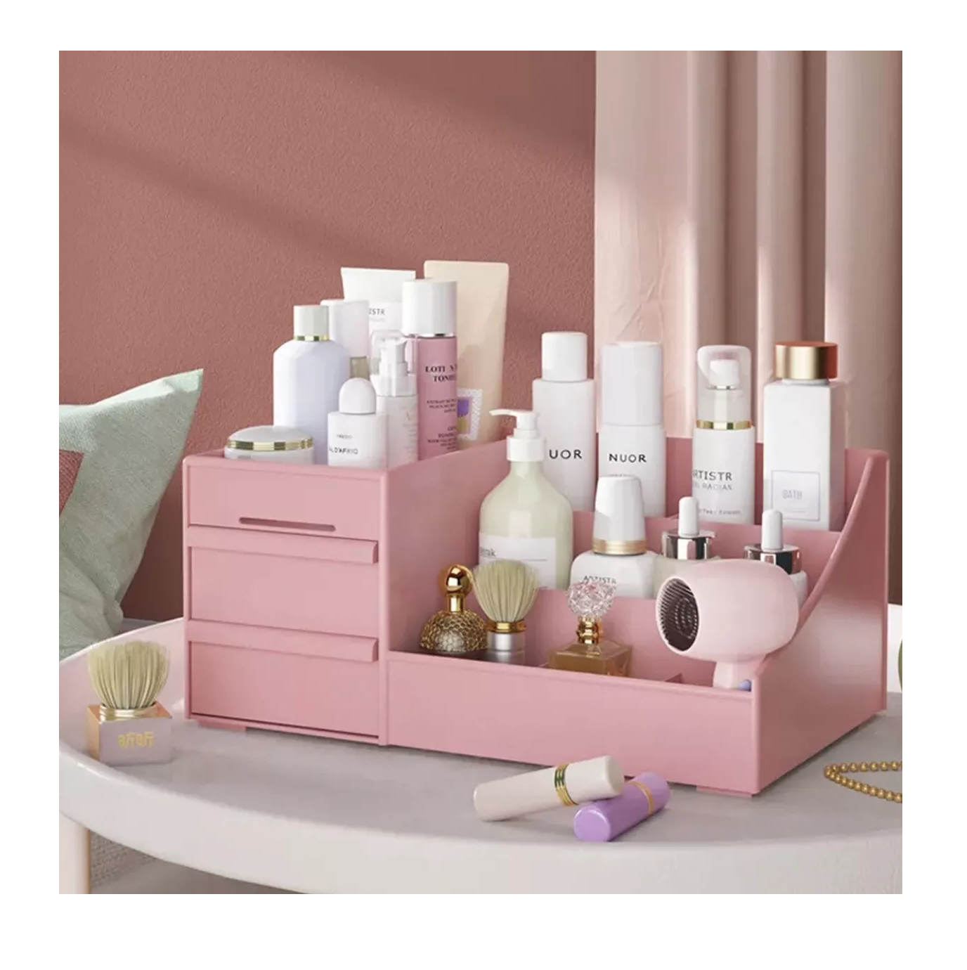 Foto 5 pulgar | Caja Organizadora Maquillaje BELUG con Gavetas Multifuncional Rosa