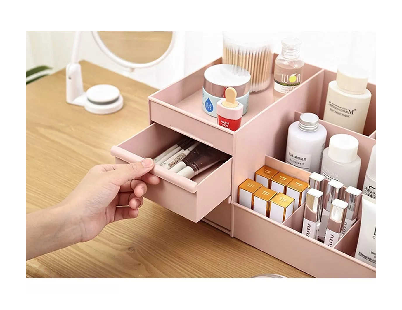 Foto 6 pulgar | Caja Organizadora Maquillaje BELUG con Gavetas Multifuncional Rosa