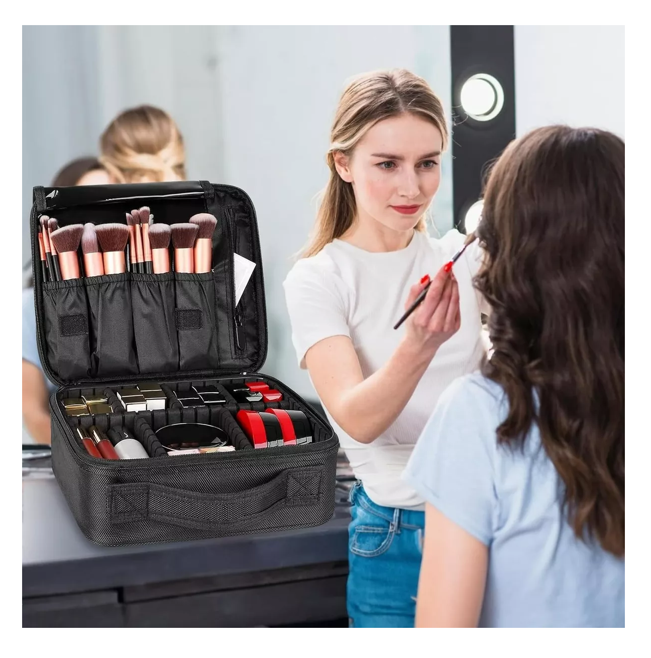 Foto 3 | Estuche Organizador de Maquillaje de Viaje para Cosméticos Negro