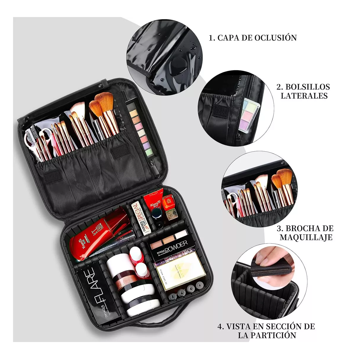 Foto 5 pulgar | Estuche Organizador de Maquillaje de Viaje para Cosméticos Negro