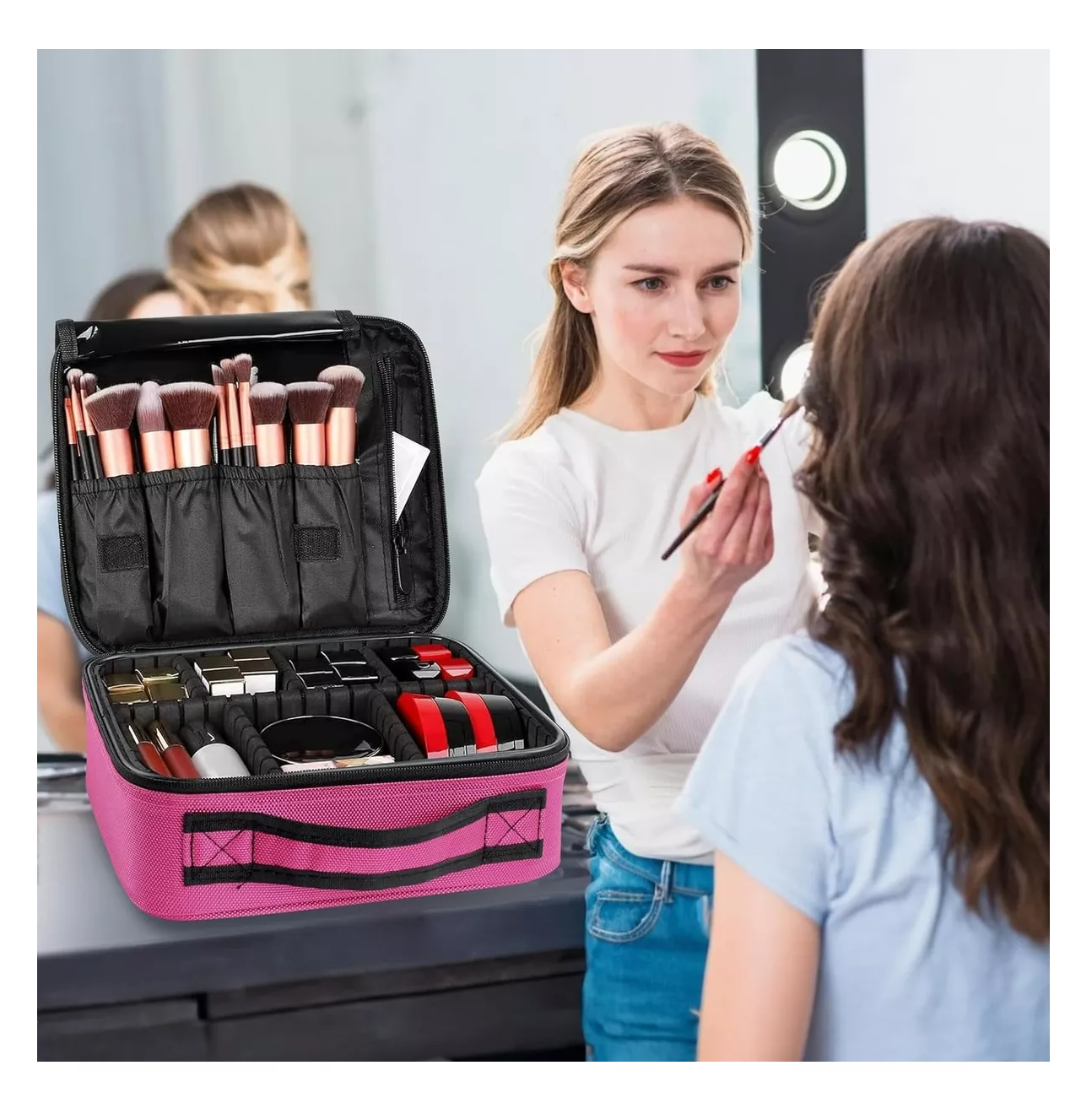 Foto 5 | Estuche Organizador de Maquillaje Rosa