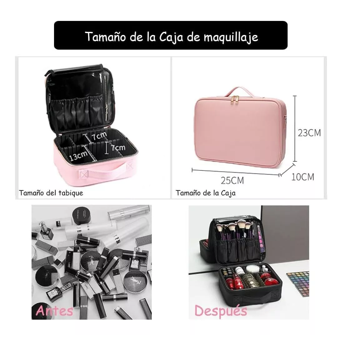 Foto 4 pulgar | Estuche Organizador de Maquillaje de Viaje Rosa