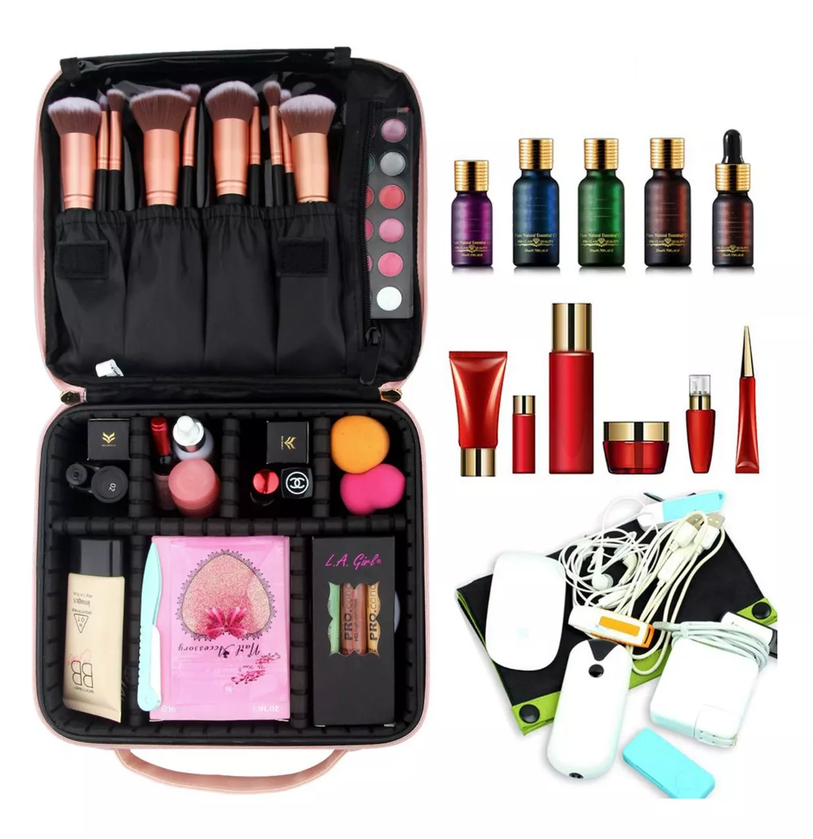 Foto 5 pulgar | Estuche Organizador de Maquillaje de Viaje Rosa