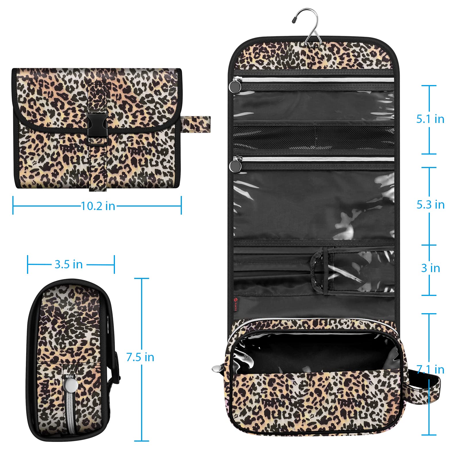 Foto 8 pulgar | Neceser De Viaje Fintie Portátil Resistente Al Agua Leopardo - Venta Internacional