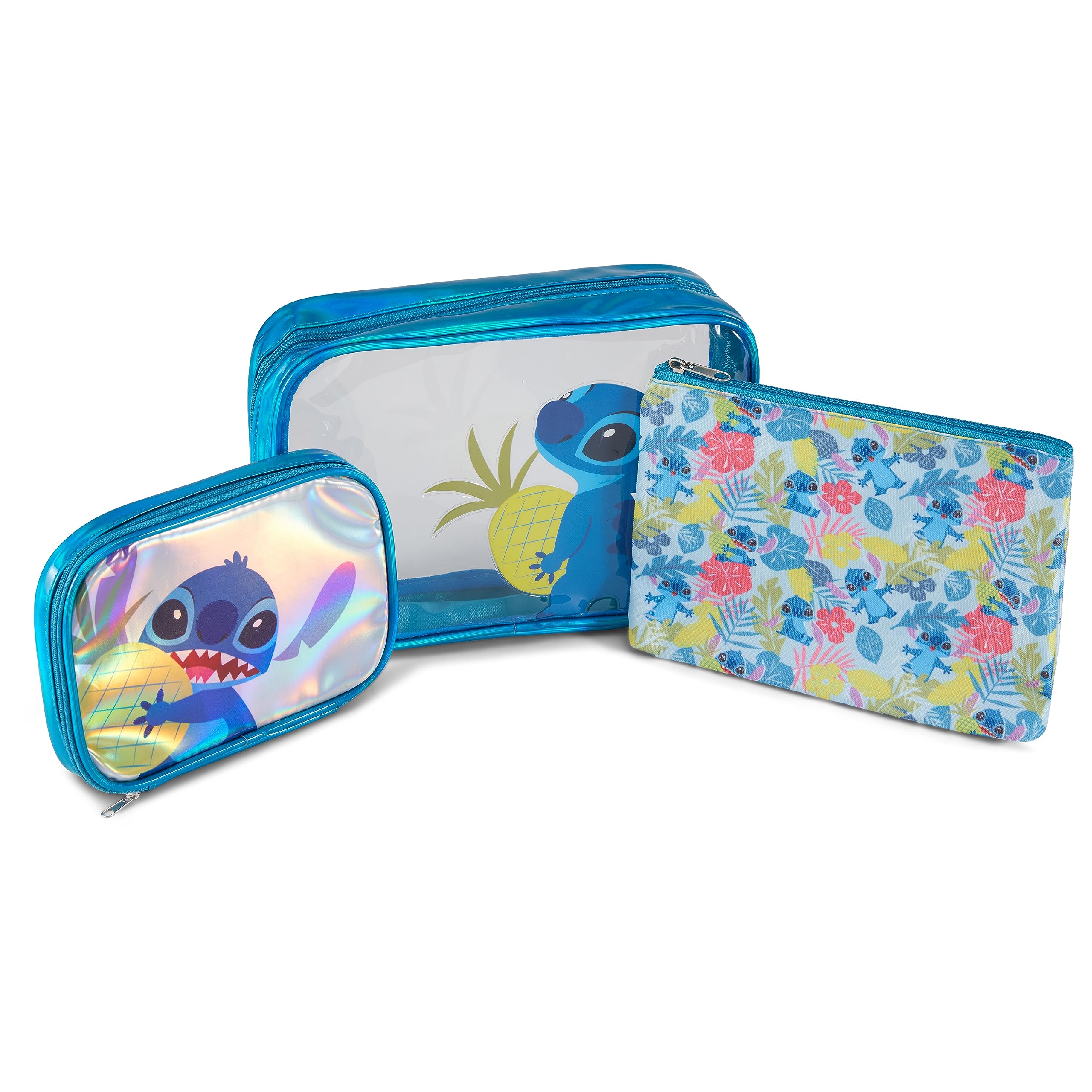 Set de Estuches Cosméticos Disney Lilo And Stitch De 3 Piezas Con Licencia Oficial - Venta Internacional