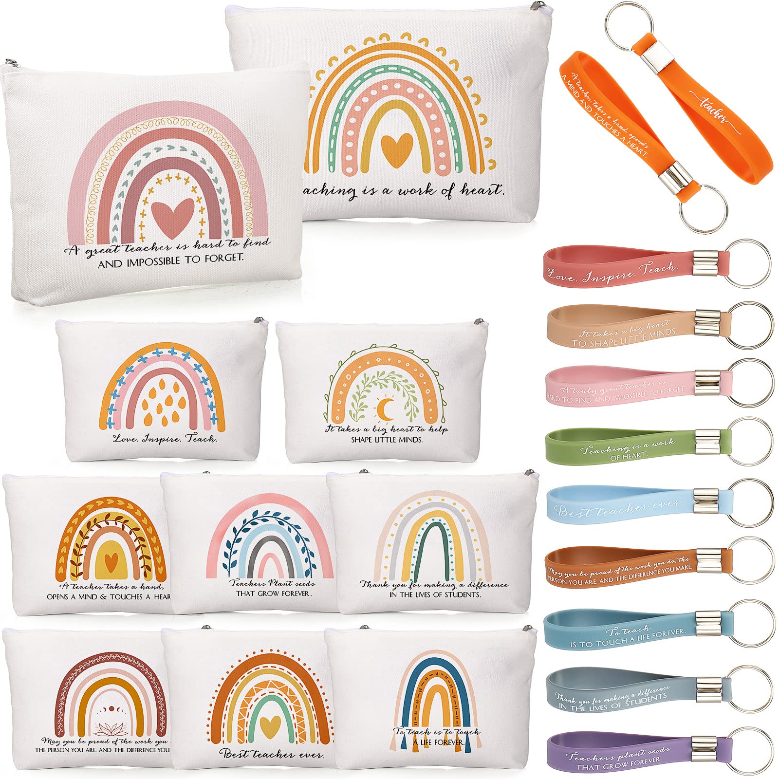 Set de Bolsas De Maquillaje Fumete Inspirational Rainbow Con Llaveros - Venta Internacional