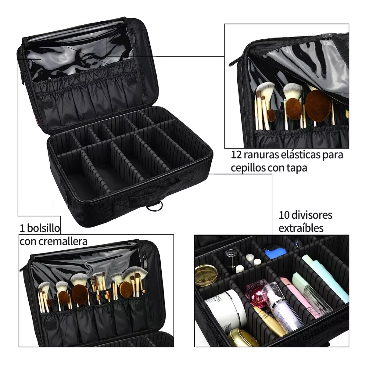 Foto 4 pulgar | Estuche de Maquillaje para Viaje Negro