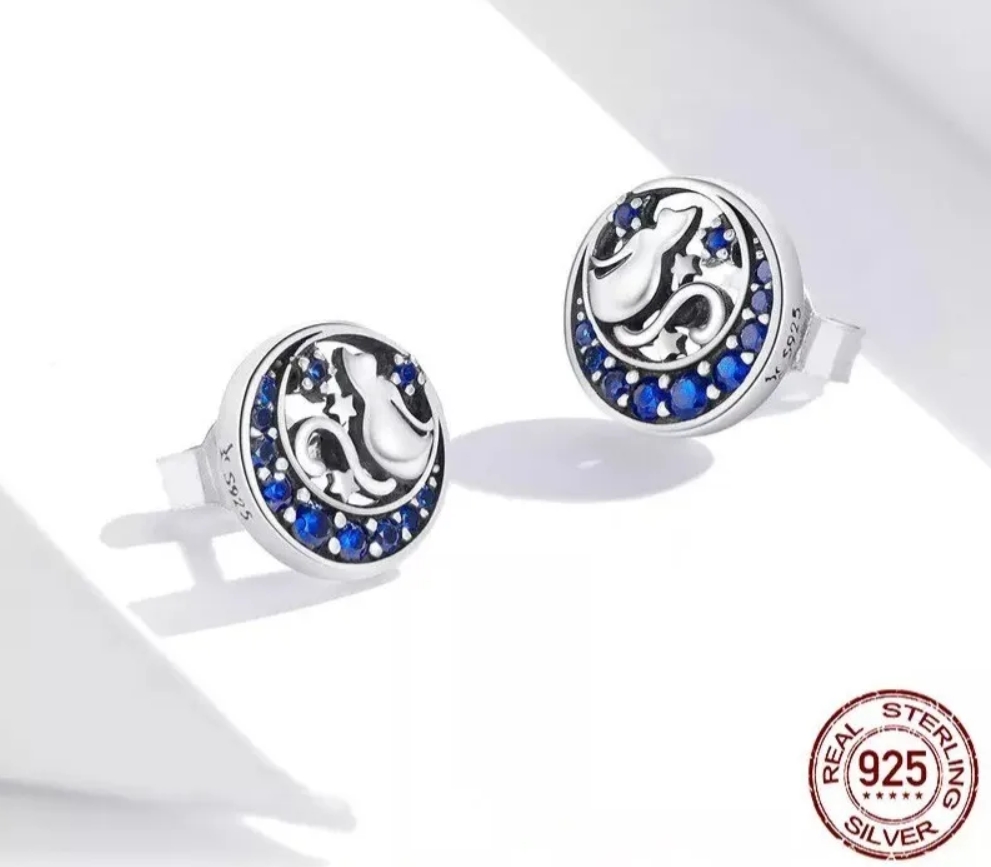 Foto 3 pulgar | Pendientes de Aro de Plata 925 con Forma de Gato para Mujer - Venta Internacional