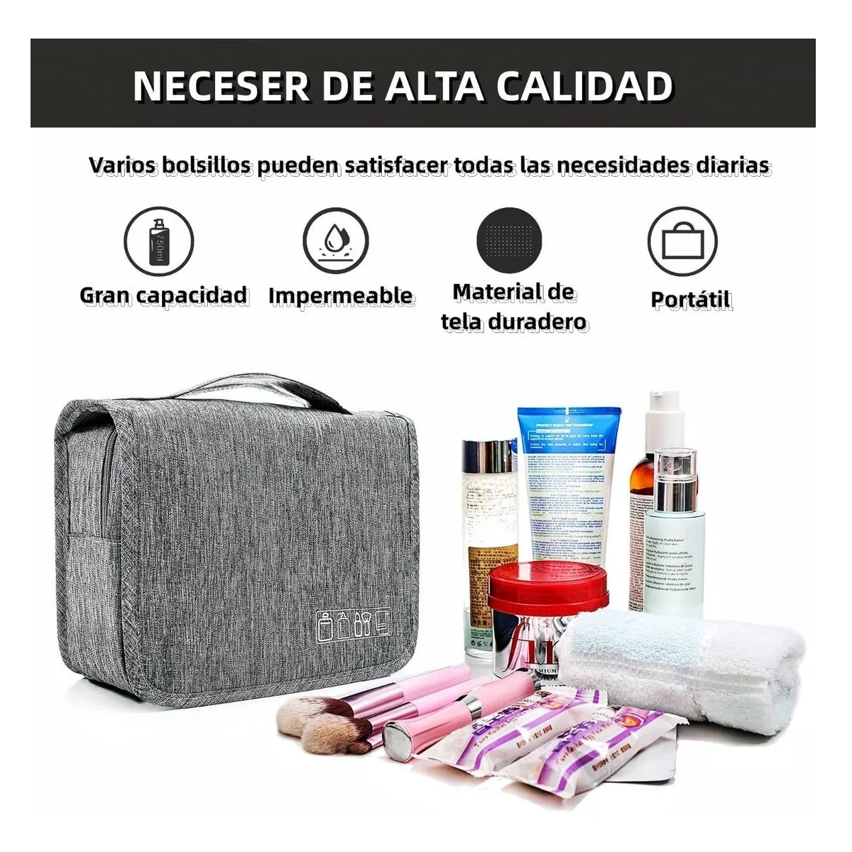 Foto 5 pulgar | Bolso Organizador Belug Gris de Maquillaje