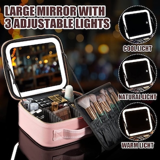 Foto 3 | Bolsa de Maquillaje LED con Espejo y Compartimentos Desmontables - Venta Internacional