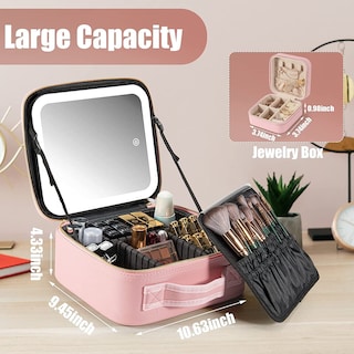 Foto 4 | Bolsa de Maquillaje LED con Espejo y Compartimentos Desmontables - Venta Internacional