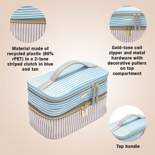 Foto 2 | Bolsa De Maquillaje Conair Travel, Tamaño Grande, Para Cosméticos, Color Azul/marrón - Venta Internacional.