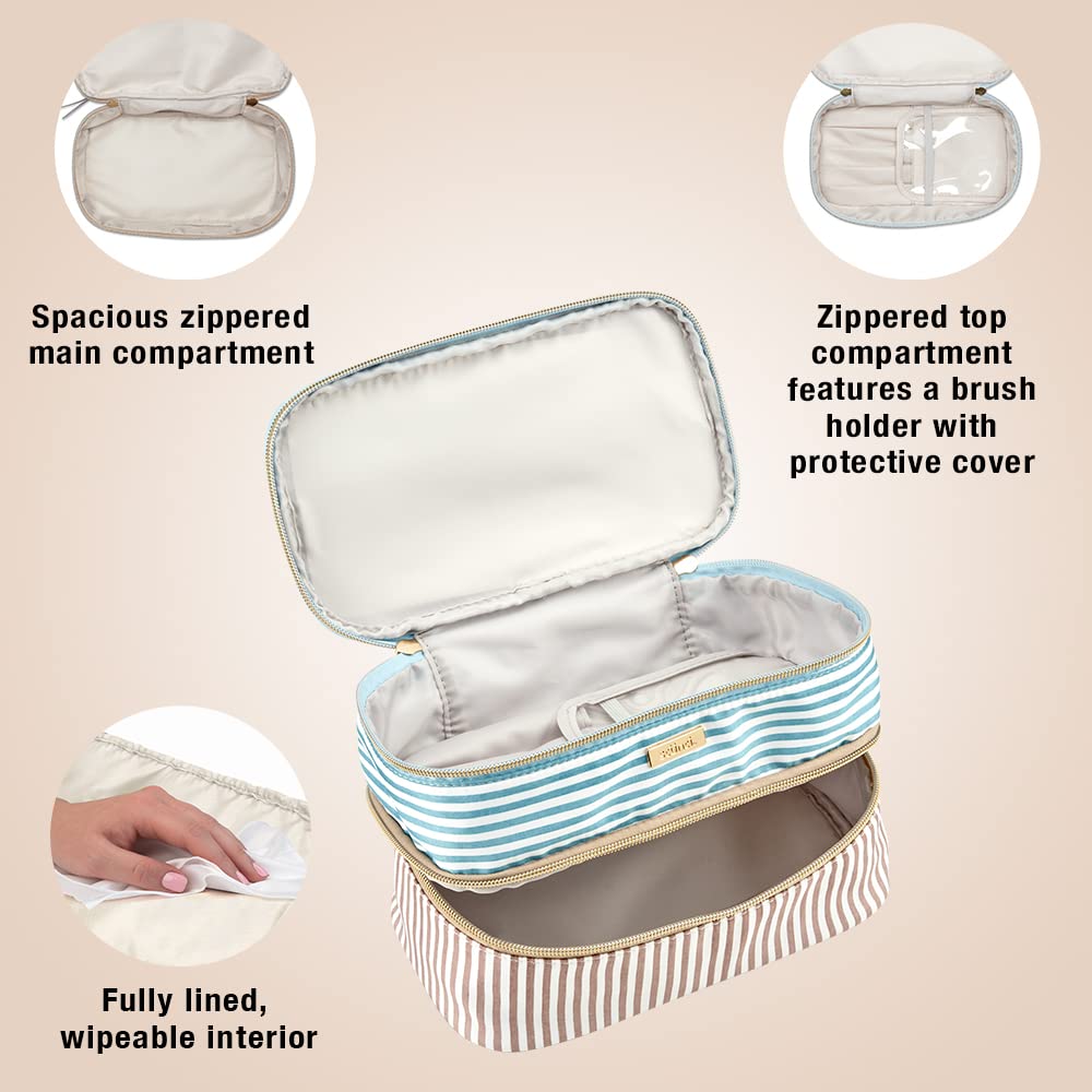 Foto 4 pulgar | Bolsa De Maquillaje Conair Travel, Tamaño Grande, Para Cosméticos, Color Azul/marrón - Venta Internacional.