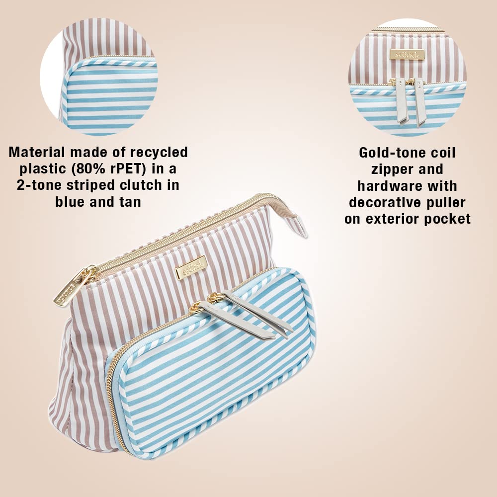Foto 2 | Bolsa De Maquillaje Conair Organizer Con Rayas Azules Y Tostadas Recicladas - Venta Internacional.