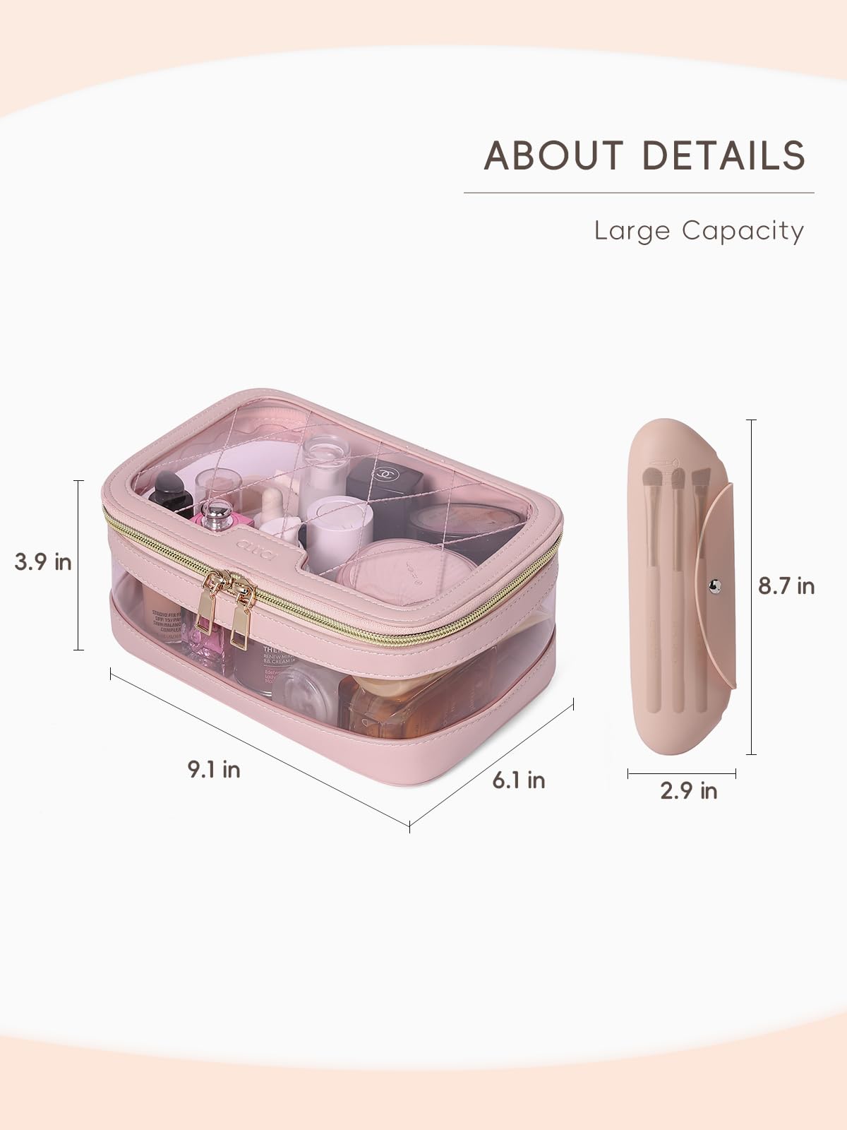 Foto 4 pulgar | Bolsa De Maquillaje Cluci Clear Con Soporte Para Brochas De Maquillaje Impermeable - Venta Internacional.