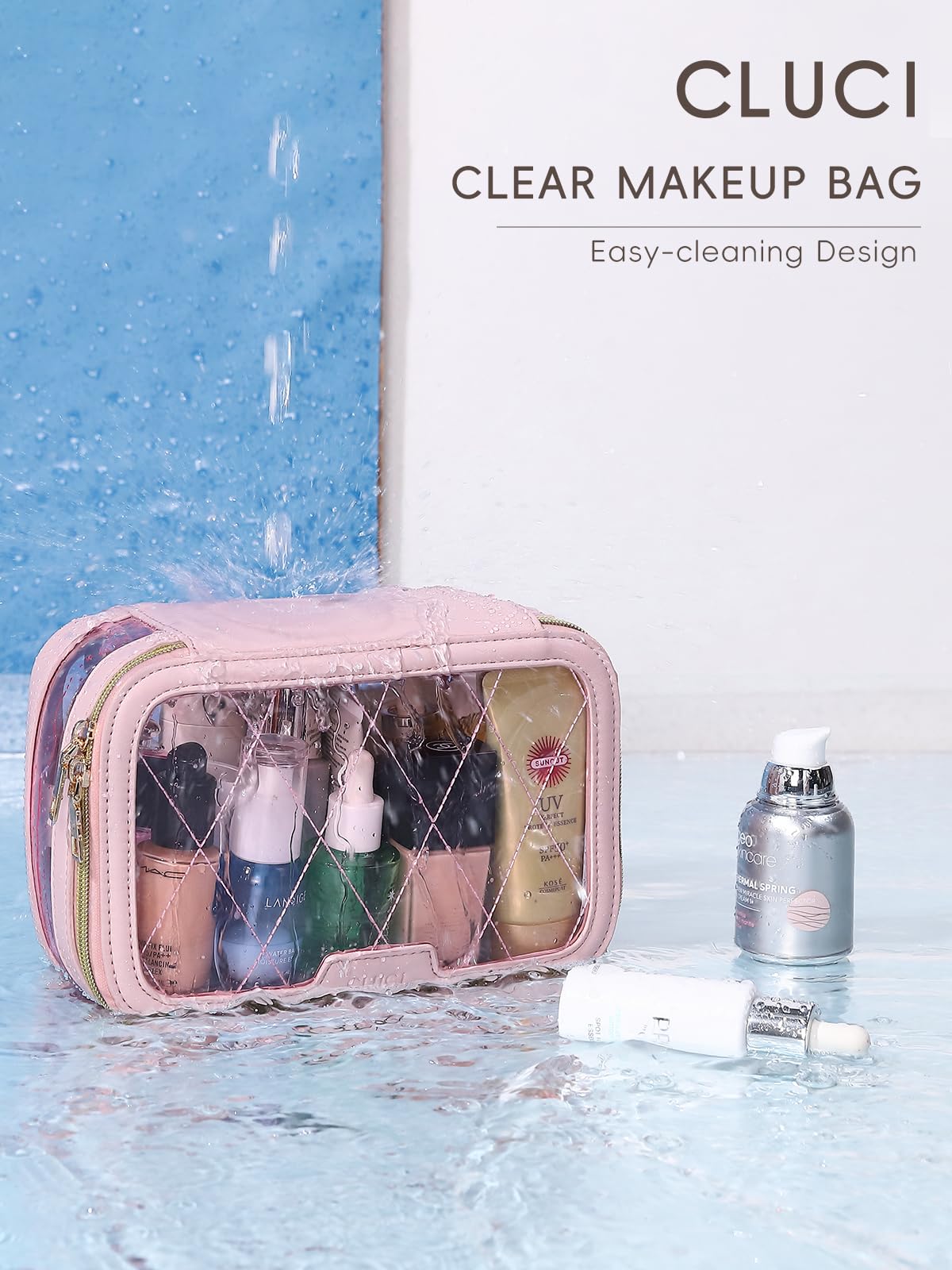 Foto 8 pulgar | Bolsa De Maquillaje Cluci Clear Con Soporte Para Brochas De Maquillaje Impermeable - Venta Internacional.